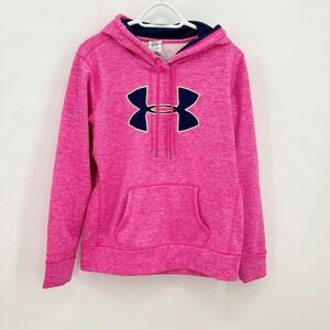 Under Armour Womens ColdGear Storm Hoodie Pink Heathered Logo Pullover 1263537 M